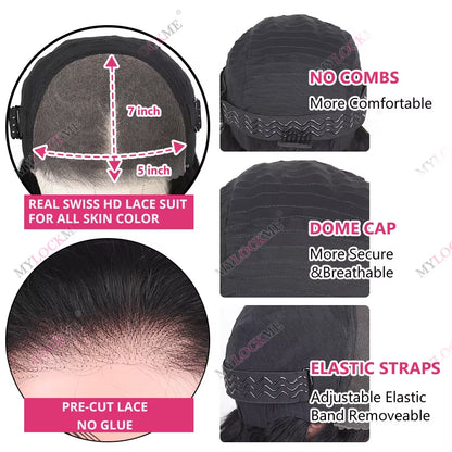  Glueless Wig Human Hair Body Wave 6X4 Lace Closure Glueless Wig Human Hair Ready to Wear Pre Cut Pre Plucked
