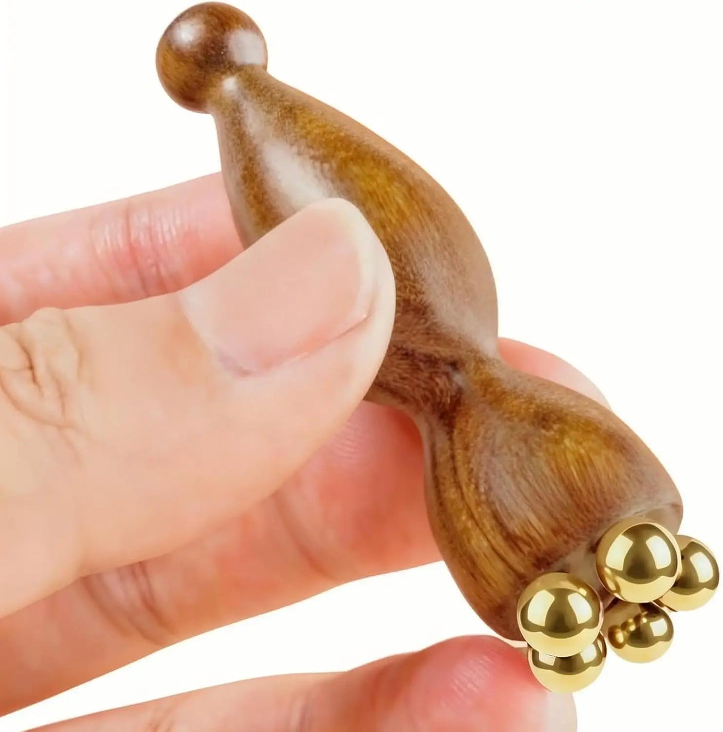 Mini Facial Massage Tool for Eye Massage Facial Meridian Brush Handle Copper Massage Beads for Face and Eyes SPA Gua Sha Tool