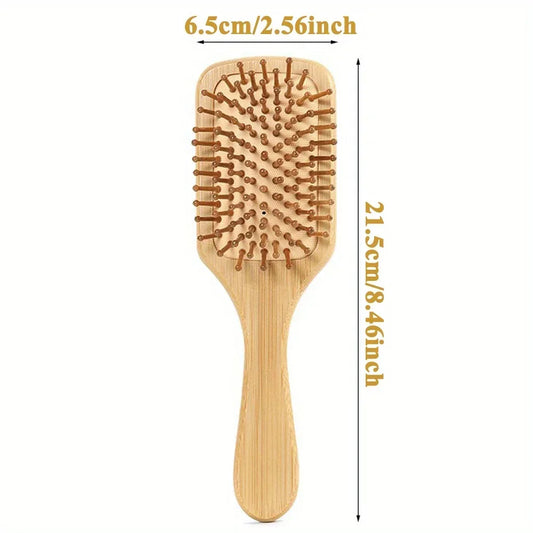 Bamboo Paddle Air Cushion Comb – Scalp Massage, Anti-Static, Tangle-Free, Perfect for Real Hair Wigs