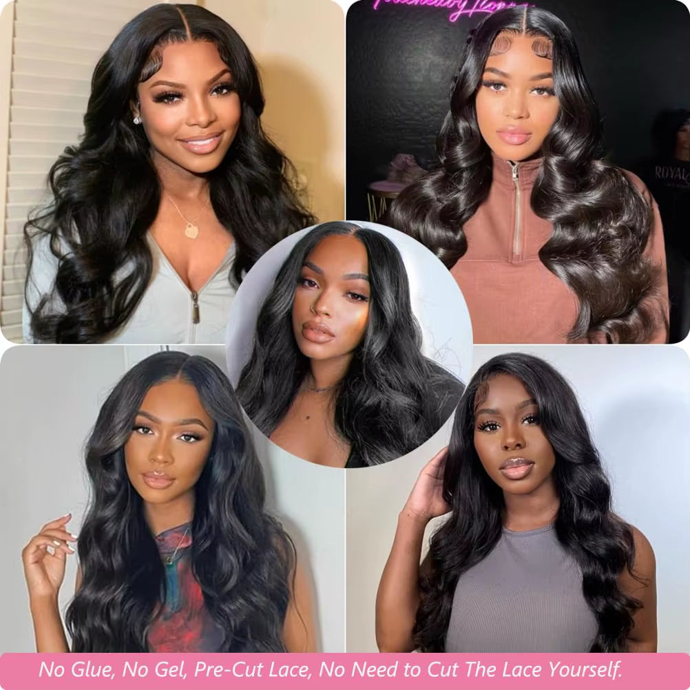  Glueless Wig Human Hair Body Wave 6X4 Lace Closure Glueless Wig Human Hair Ready to Wear Pre Cut Pre Plucked