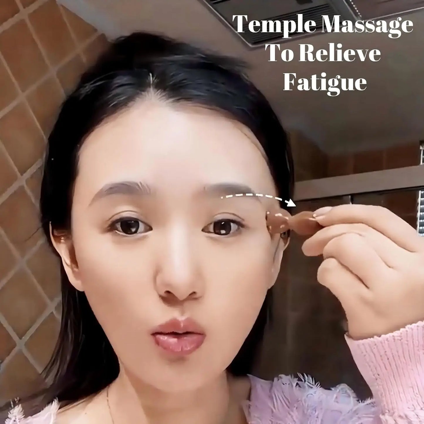 Mini Facial Massage Tool for Eye Massage Facial Meridian Brush Handle Copper Massage Beads for Face and Eyes SPA Gua Sha Tool