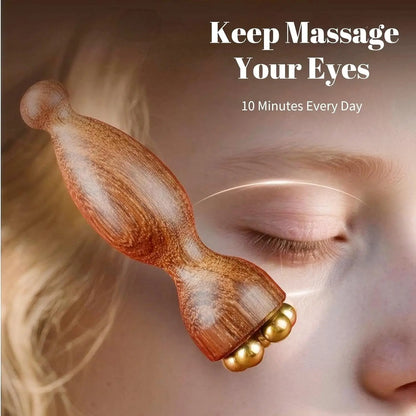 Mini Facial Massage Tool for Eye Massage Facial Meridian Brush Handle Copper Massage Beads for Face and Eyes SPA Gua Sha Tool