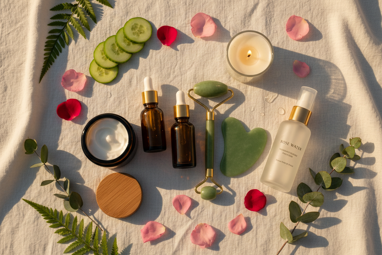 Luxurious Skincare Flat Lay